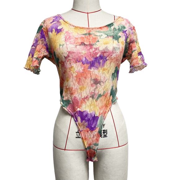 Vintage Reflex Womens Floral Lace Stretch Bodysuit - Picture 2 of 6